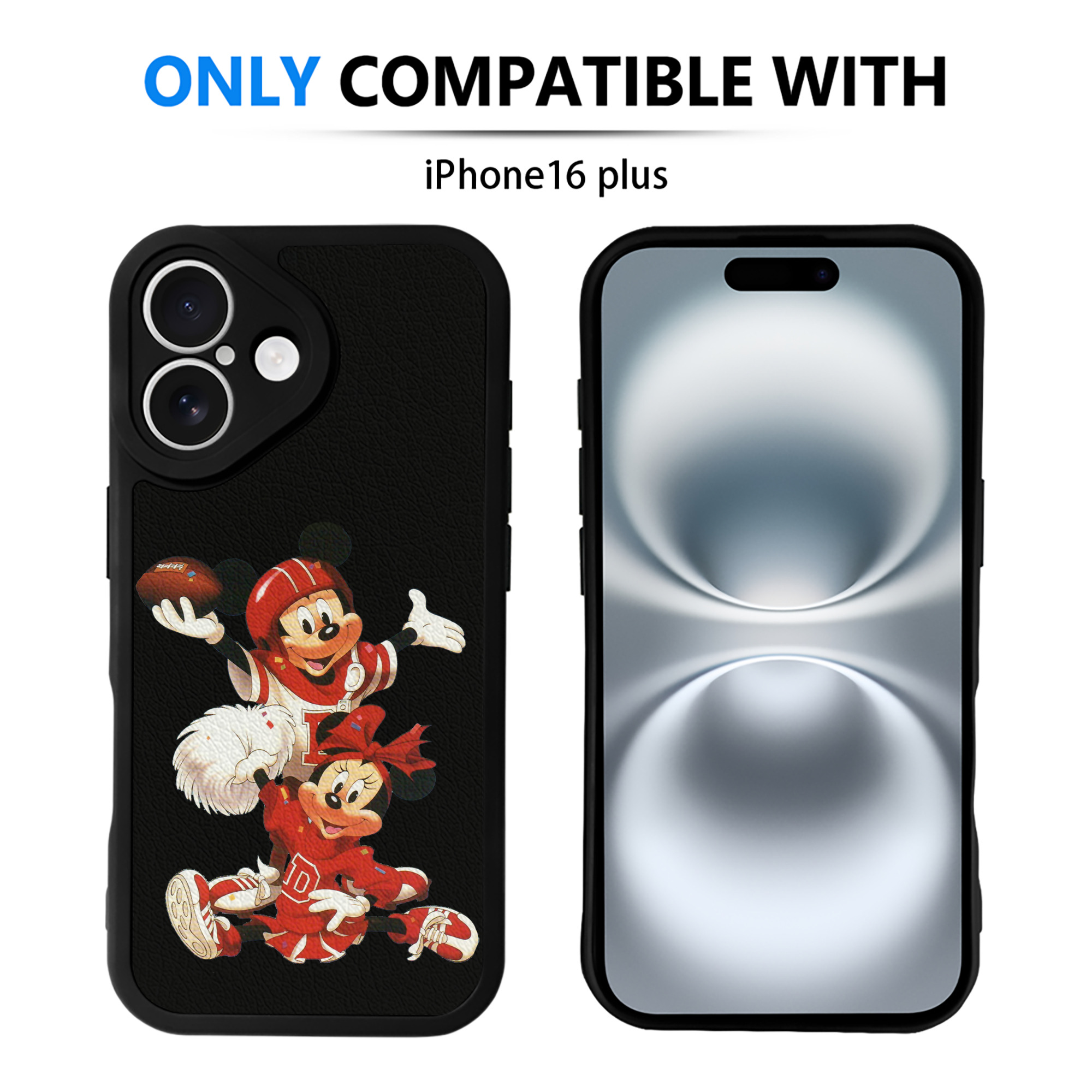 （画像用） ミッキーマウス Mickey Mouse 【iPhone 16シリーズ対応】シリコンスマホケース（レザー調） 材質：シリコン
